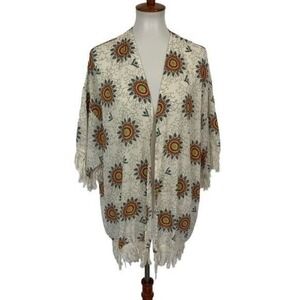 Daniel Rainn Kimono Cardigan XS Small Boho Floral Open Front Layer